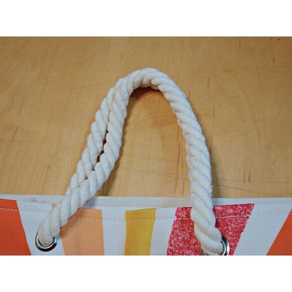 Hello Sunshine Print Beach Tote Shopping Bag Bright Glitter Double Rope Handle - Picture 6 of 11